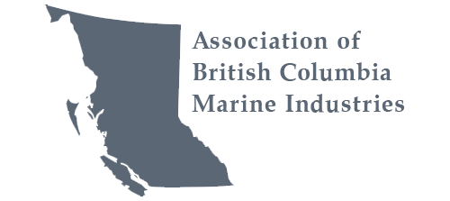 Logo of the Association of British Columbia Marine Industries featuring a stylized map of British Columbia.